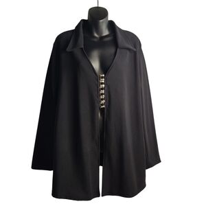 Pia U.S.A. Womens Black Top Jacket Collar Pullover Stretch Vintage Plus Size 3X